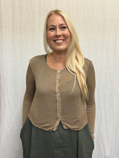 Rayon Peach Sweater Knit Cropped Cardigan (Other color available)