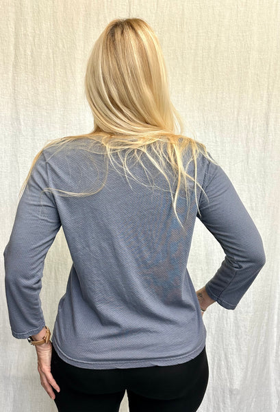 Cotton Texture Mini Dot 3/4 Sleeve Boatneck Top (Other color available)