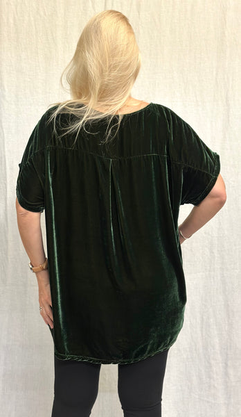 Rayon Silk Velvet Back Pleat Top (More colors available)