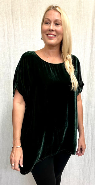 Rayon Silk Velvet Back Pleat Top (More colors available)