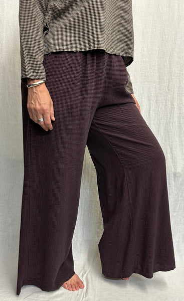Tencel Mini Check Wide Leg Pleat Pant