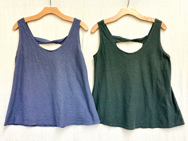 Cotton Linen Jersey Twist Tab Tank (Other color available)