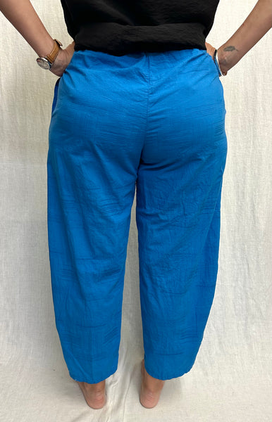 Cotton Linen Textured Mini Stripe Barrel Crop Pant (New color!)