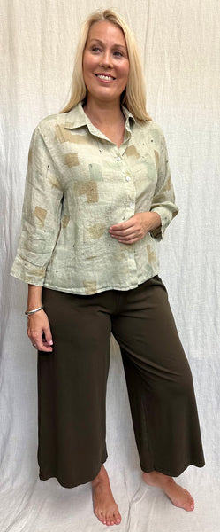 Hanky Linen Brush Stroke Crop Shirt (New color!)