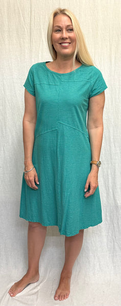 Lightweight Cotton Linen Jersey Seamed Midi Dress (Other color available)
