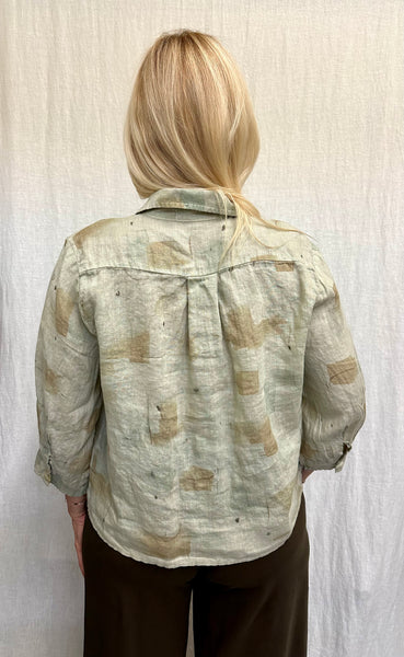 Hanky Linen Brush Stroke Crop Shirt (New color!)
