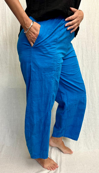 Cotton Linen Textured Mini Stripe Barrel Crop Pant (New color!)