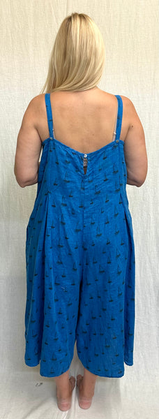 Hanky Linen Sailboats Crop Jumpsuit (New colors!)