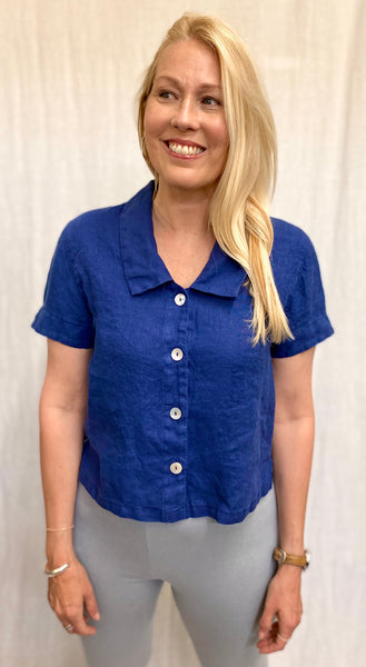 Linen Short Sleeve Cropped Jacket (More colors available)