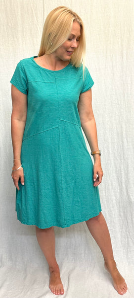 Lightweight Cotton Linen Jersey Seamed Midi Dress (Other color available)