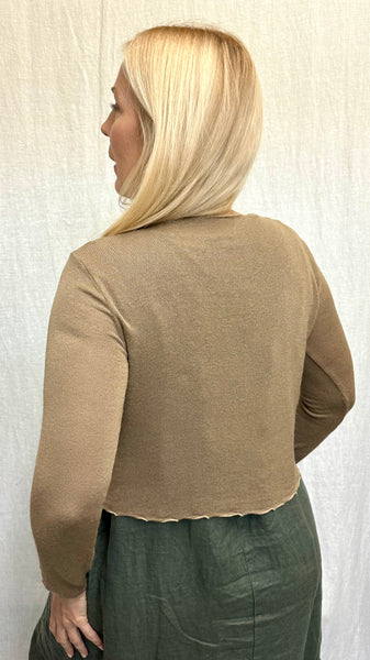 Rayon Peach Sweater Knit Cropped Cardigan (Other color available)
