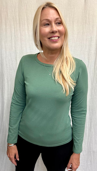 Organic Cotton Spandex Long Sleeve Crew Tee (Other color available)