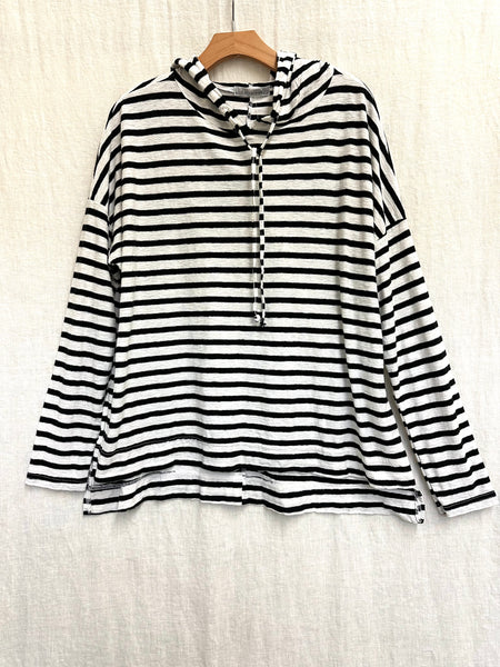 Cotton Linen Black/Natural Stripe Sweatshirt