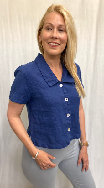 Linen Short Sleeve Cropped Jacket (More colors available)