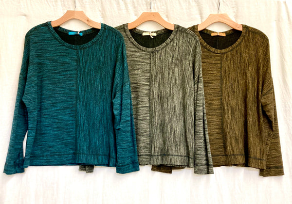 Marled Rayon Knit Sweatshirt (More colors available)