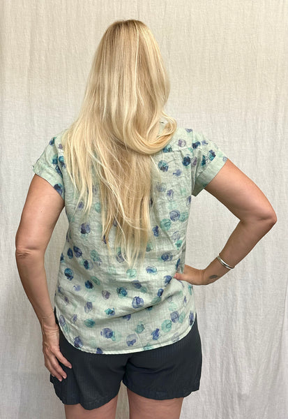 Hanky Linen Ink Spot Short Sleeve Pocket Shirt (Other color available)