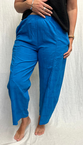 Cotton Linen Textured Mini Stripe Barrel Crop Pant (New color!)