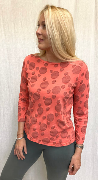 Cotton Dot Jacquard 3/4 Sleeve Boatneck Top (New color!)