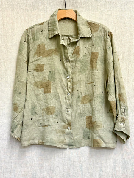 Hanky Linen Brush Stroke Crop Shirt (New color!)