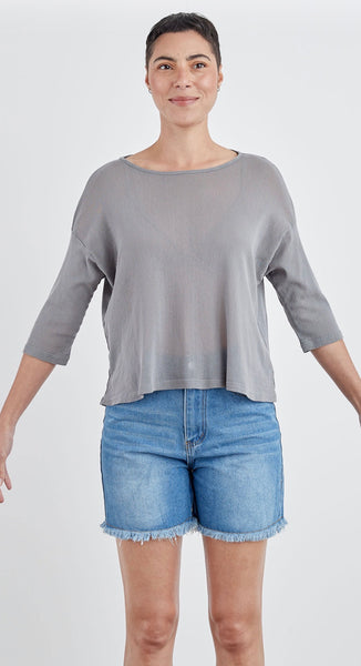Cotton Tulle Drop Shoulder Tee