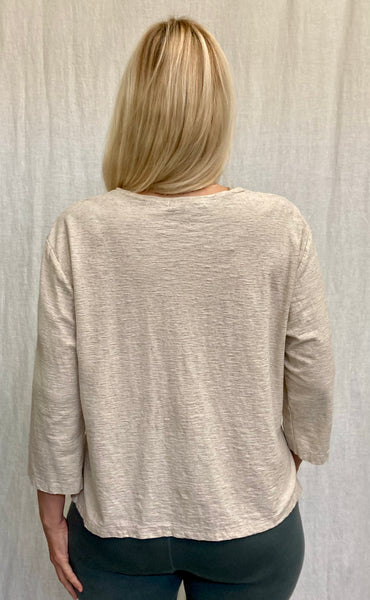 New Color! Cotton Linen Jersey 3/4 Sleeve Boxy Tee