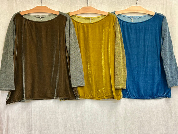 Cotton Marled Sweater Knit 3/4 Sleeve Easy Top