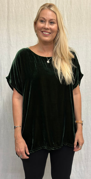 Rayon Silk Velvet Back Pleat Top (More colors available)