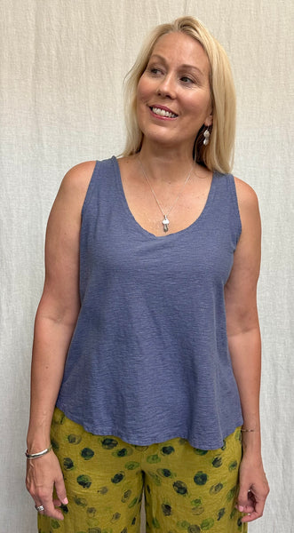 Cotton Linen Jersey Twist Tab Tank (Other color available)