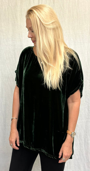 Rayon Silk Velvet Back Pleat Top (More colors available)