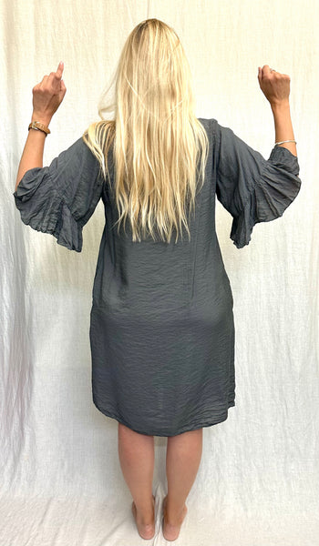 Rayon Parachute Flounce Sleeve Dress (Other color available)