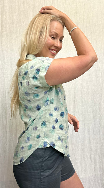 Hanky Linen Ink Spot Short Sleeve Pocket Shirt (Other color available)