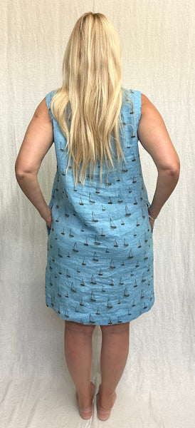Hanky Linen Sailboats Shift Dress (New colors!)