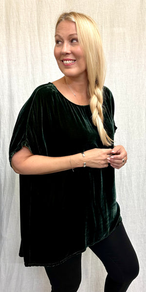 Rayon Silk Velvet Back Pleat Top (More colors available)