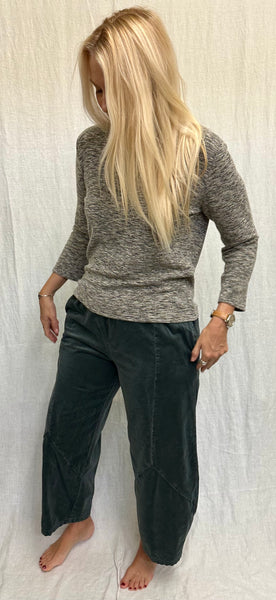 Soft Cotton Velvet Barrel Crop Pant