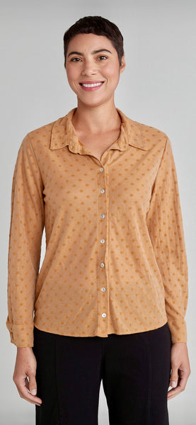 Rayon Mesh Dot Fitted Shirt (Other colors available)