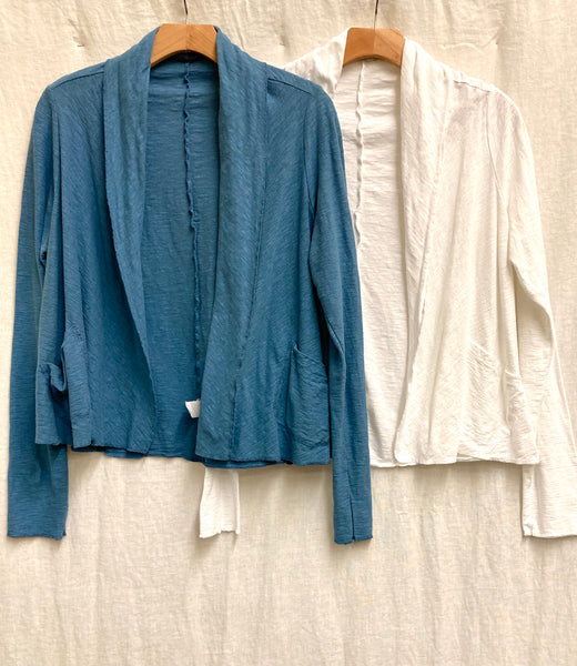 Cotton Linen Jersey Cropped Swing Jacket