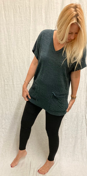 Cotton Rayon Charcoal Doublecloth Pocket Vest