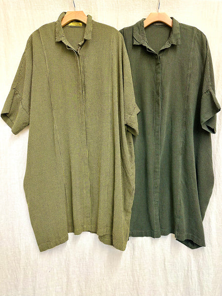 Tencel Mini Check Kimono Shirt Dress (Other colors available)