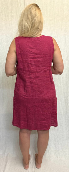 Hanky Linen Split Neck Short Dress (More colors available)