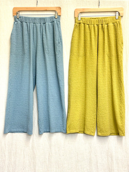 Cotton Pucker Double Cloth Easy Crop Pants (Other colors available)