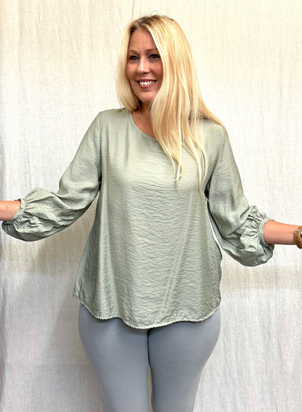 Rayon Parachute Balloon Sleeve Top (Other color available)
