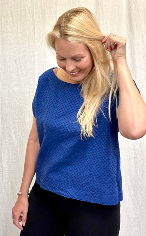 Cotton Pinhole Short Sleeve Crop Top (More colors available)
