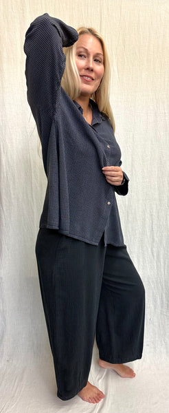 Tencel Mini Check Cropped Pant with Darts (Other color available)