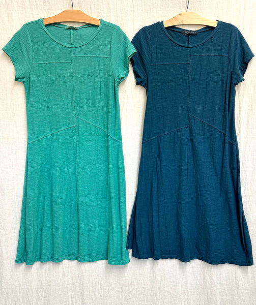 Lightweight Cotton Linen Jersey Seamed Midi Dress (Other color available)