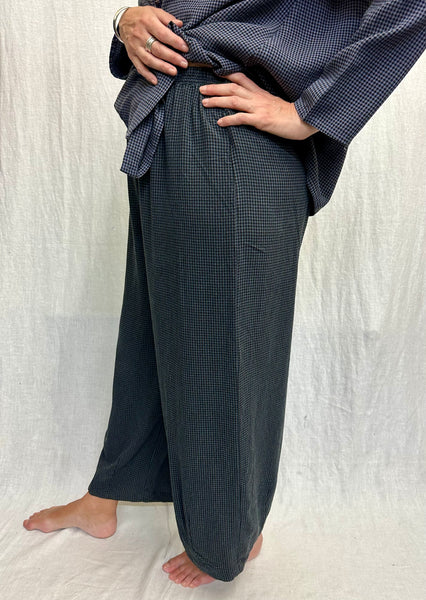 Tencel Mini Check Cropped Pant with Darts (Other color available)