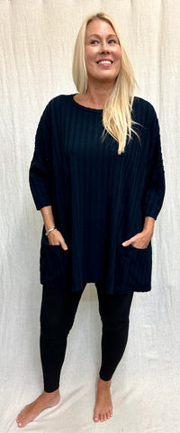 Viscose Frayed Stripe One Size Pullover (More colors available)