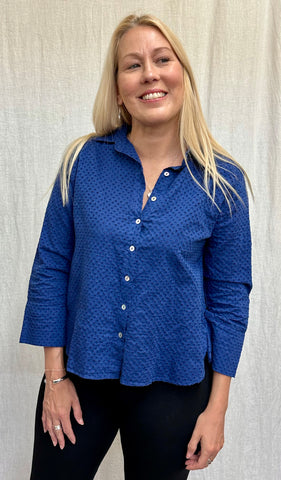 Cotton Pinhole Crop Easy Shirt (Other color available)