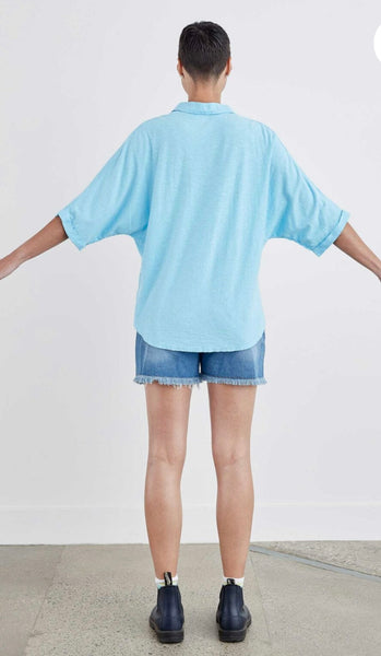 Linen Combo Dolman Sleeve Shirt