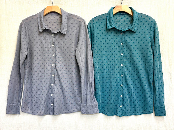 Rayon Mesh Dot Fitted Shirt (Other colors available)