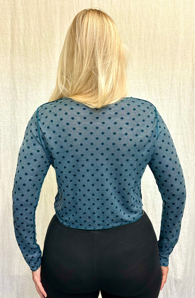 Rayon Mesh Dot Velvet Trim Cardi (More colors available)